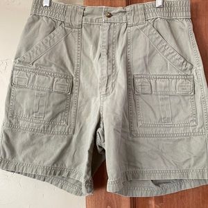 Khaki cargo shorts.